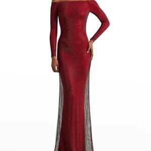 Ralph Lauren purple label minali gown. Beautiful Red with black crystal overlay
